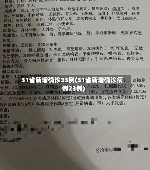 31省新增确诊33例(31省新增确诊病例23例)