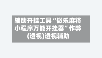辅助开挂工具“微乐麻将小程序万能开挂器	”作弊(透视)透视辅助-第2张图片