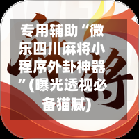专用辅助“微乐四川麻将小程序外卦神器	”(曝光透视必备猫腻)-第2张图片