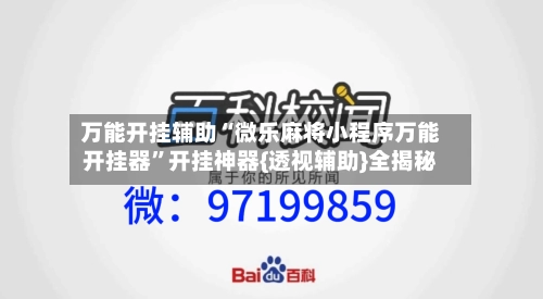 万能开挂辅助“微乐麻将小程序万能开挂器”开挂神器{透视辅助}全揭秘-第3张图片